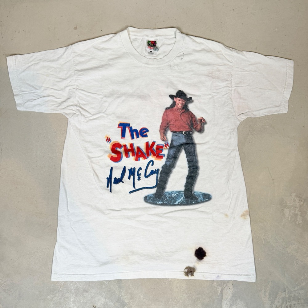 Vintage 90s Neal McCoy The Shake T-Shirt Mens Large White Country tour band tee
